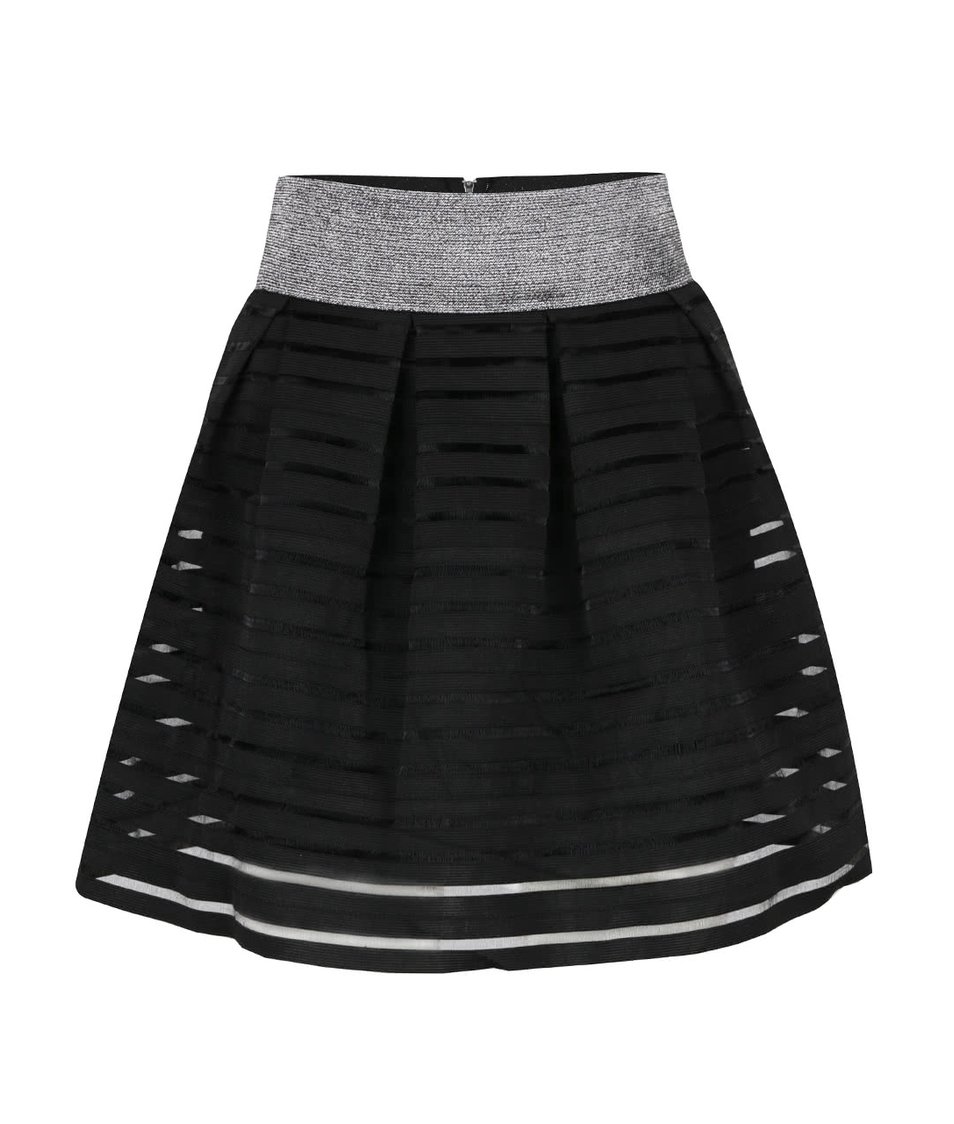 Černá pruhovaná sukně s gumou v pase ve stříbrné barvě TALLY WEiJL