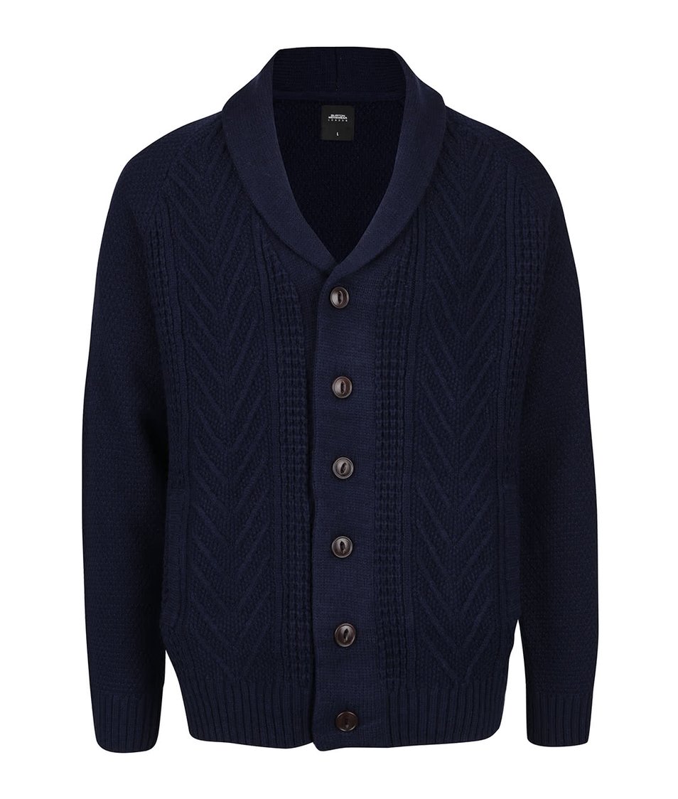 Tmavě modrý propínací svetr Burton Menswear London