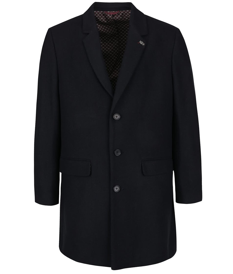 Tmavě modrý vlněný kabát Burton Menswear London