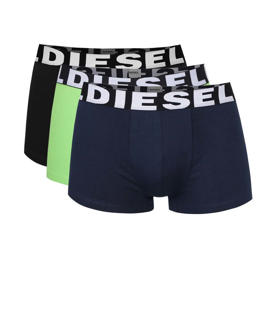 Sada tří modrých, zelených a černých boxerek Diesel