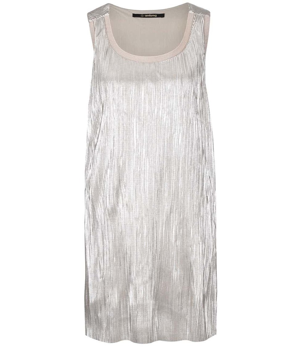 Plisované šaty ve stříbrné barvě Desigual Maribel