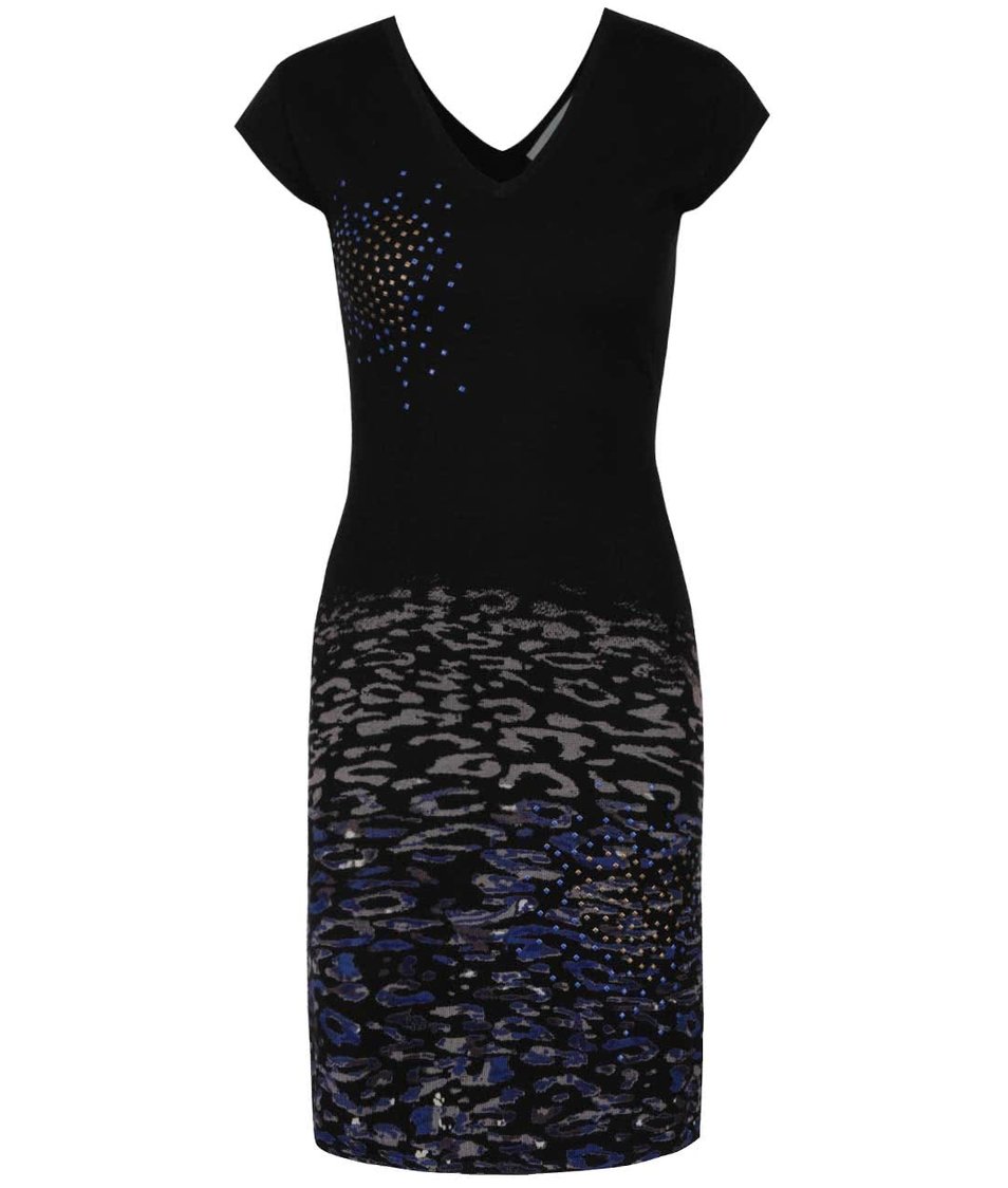 Černé svetrové šaty se vzorem Desigual Elqui