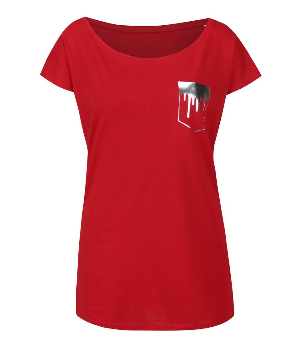 Červené volnější dámské tričko ZOOT Originál Glitter Pocket