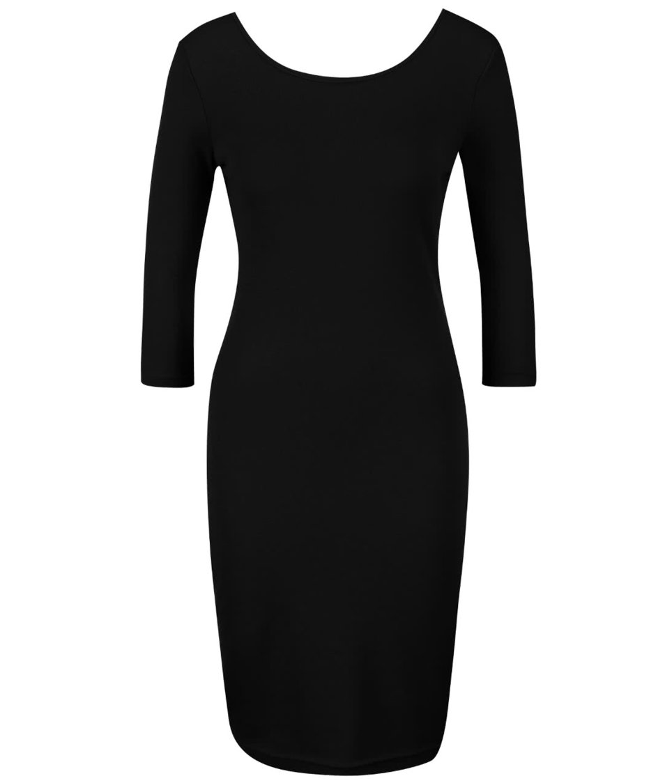 Černé šaty z Merino vlny s 3/4 rukávy Chriss Pola Zéta