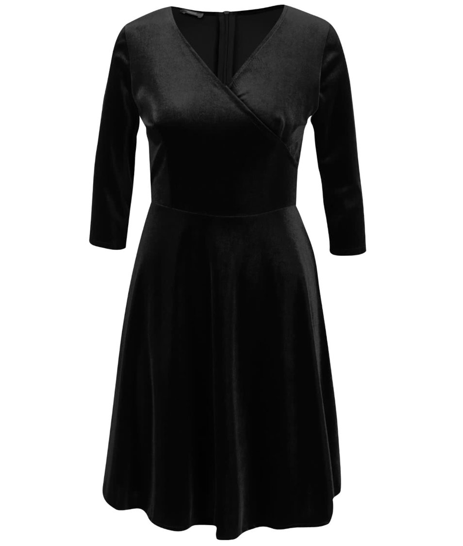 Černé sametové šaty s překládaným výstřihem ZOOT