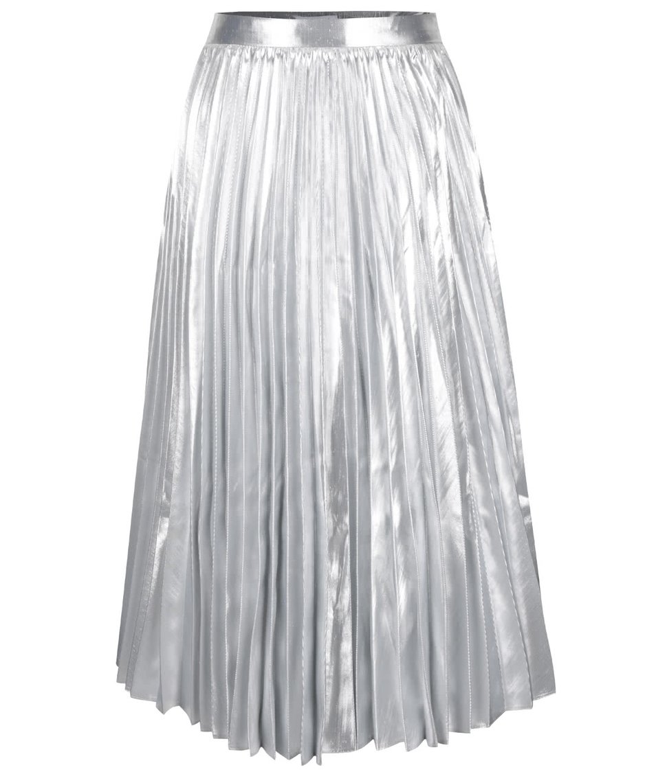Plisovaná midi sukně ve stříbrné barvě Closet