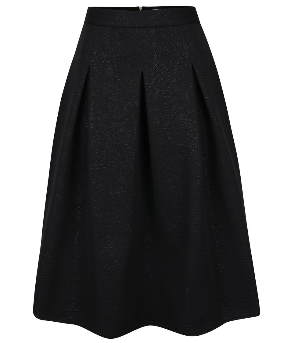 Černá midi sukně s jemným vzorem Closet