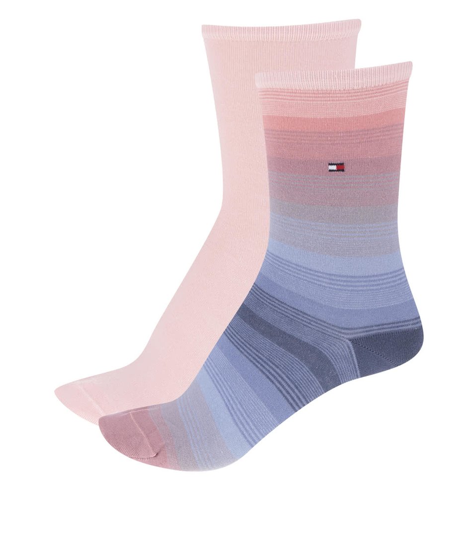 Sada dvou párů dámských ponožek v růžové a modré barvě Tommy Hilfiger