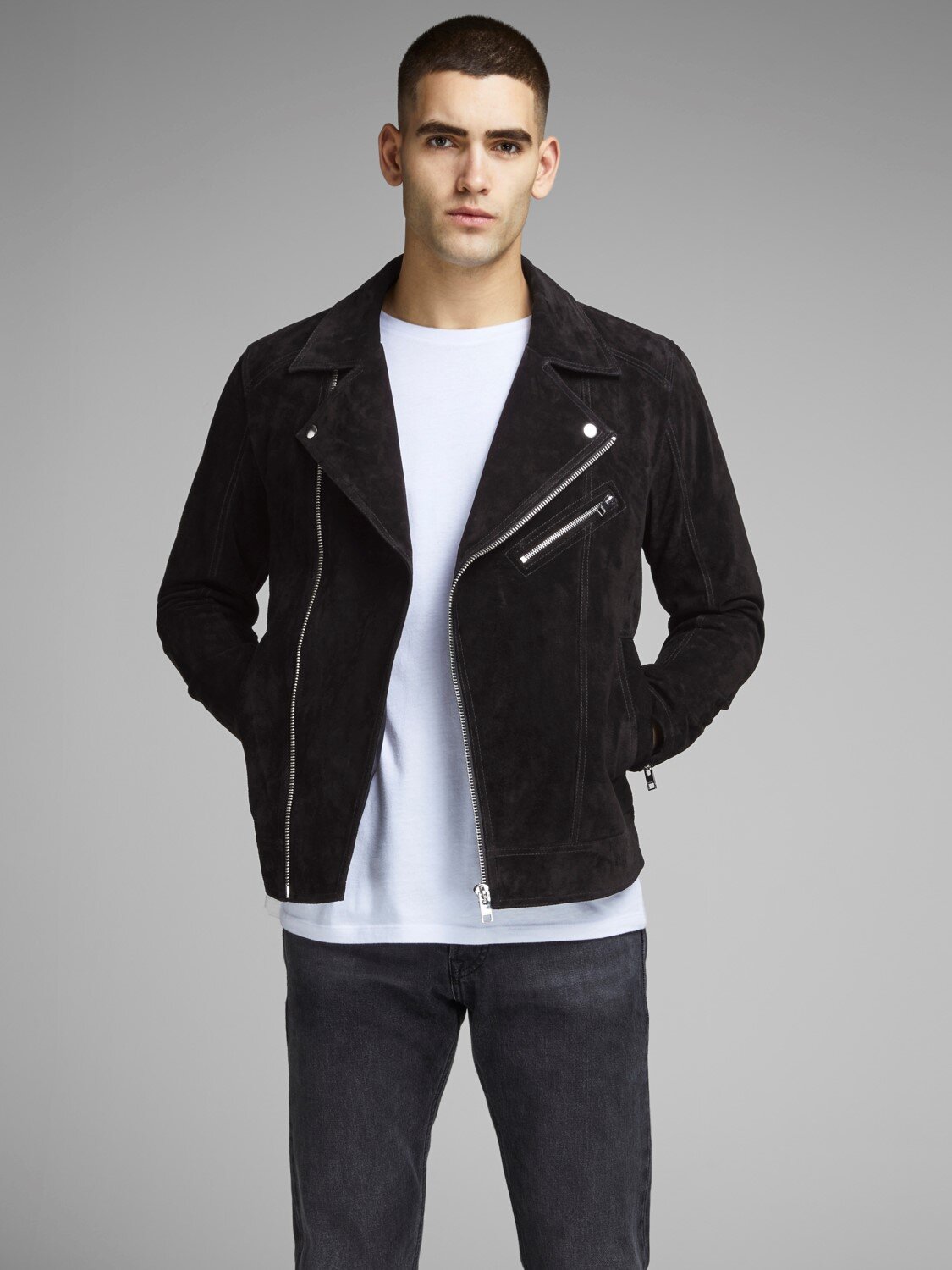 Černý kožený křivák Jack & Jones Dane
