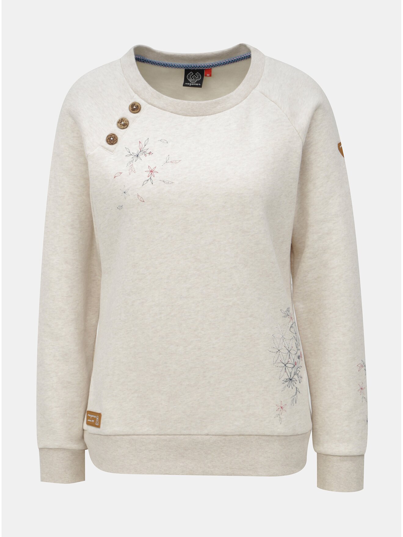 Světle šedá dámská mikina s potiskem a knoflíky Ragwear
