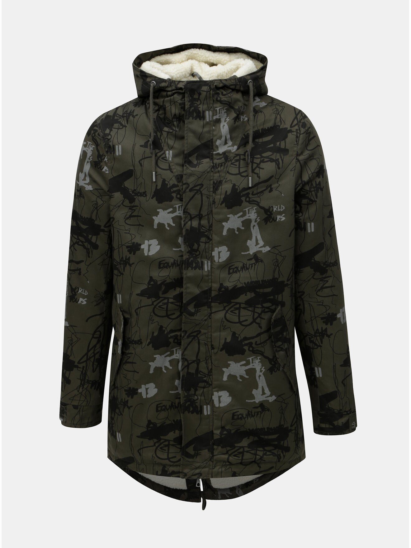 Khaki vzorovaná zimní parka ONLY & SONS Scott