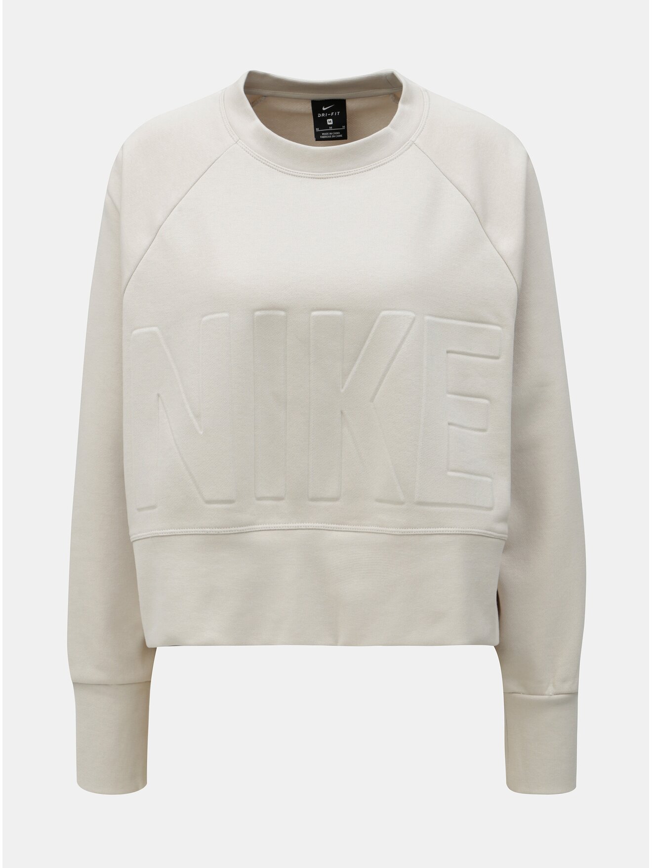 Béžová dámská volná zkrácená mikina s rozparky Nike Versa