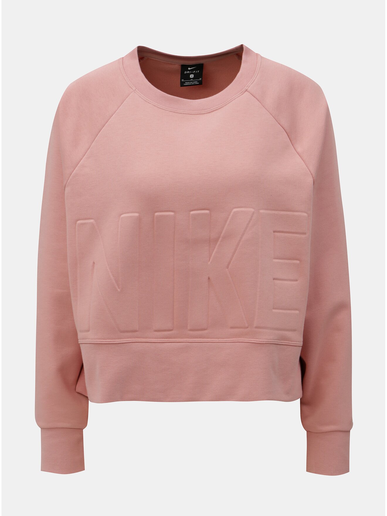 Růžová dámská volná zkrácená mikina s rozparky Nike Versa