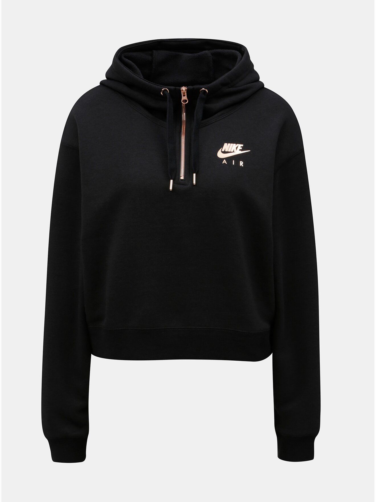 Černá dámská volná zkrácená mikina s kapucí Nike