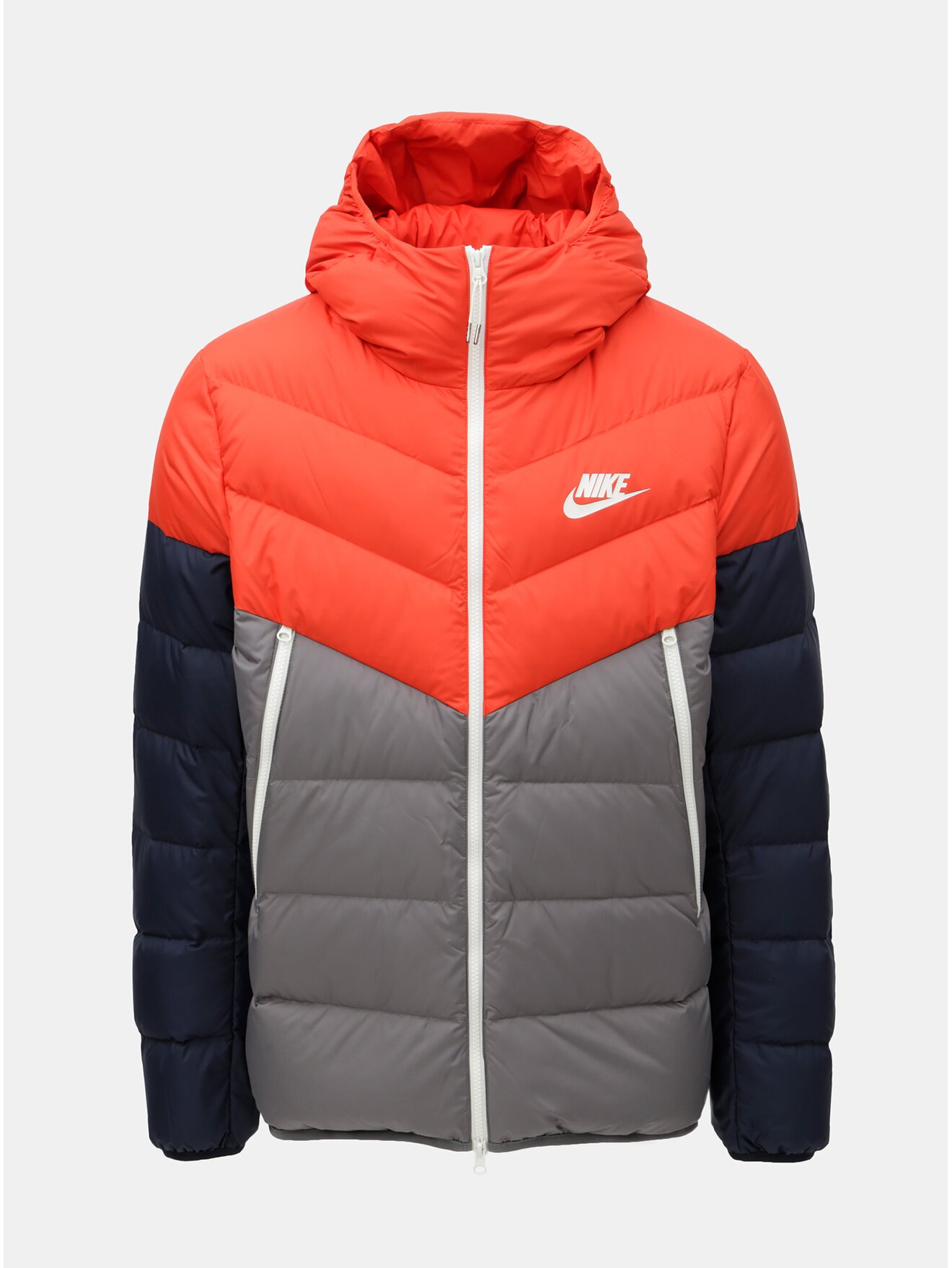 Šedo-červená pánská péřová bunda Nike Fill