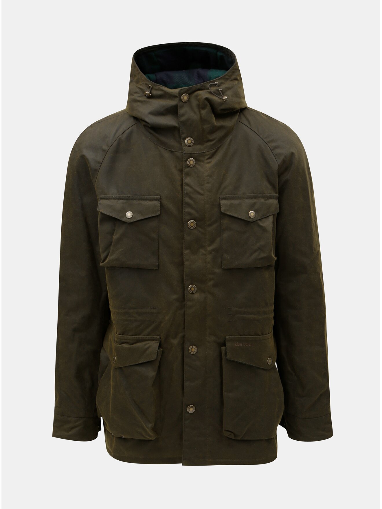 Khaki pánská zimní parka s kapsami Barbour Coll Wax
