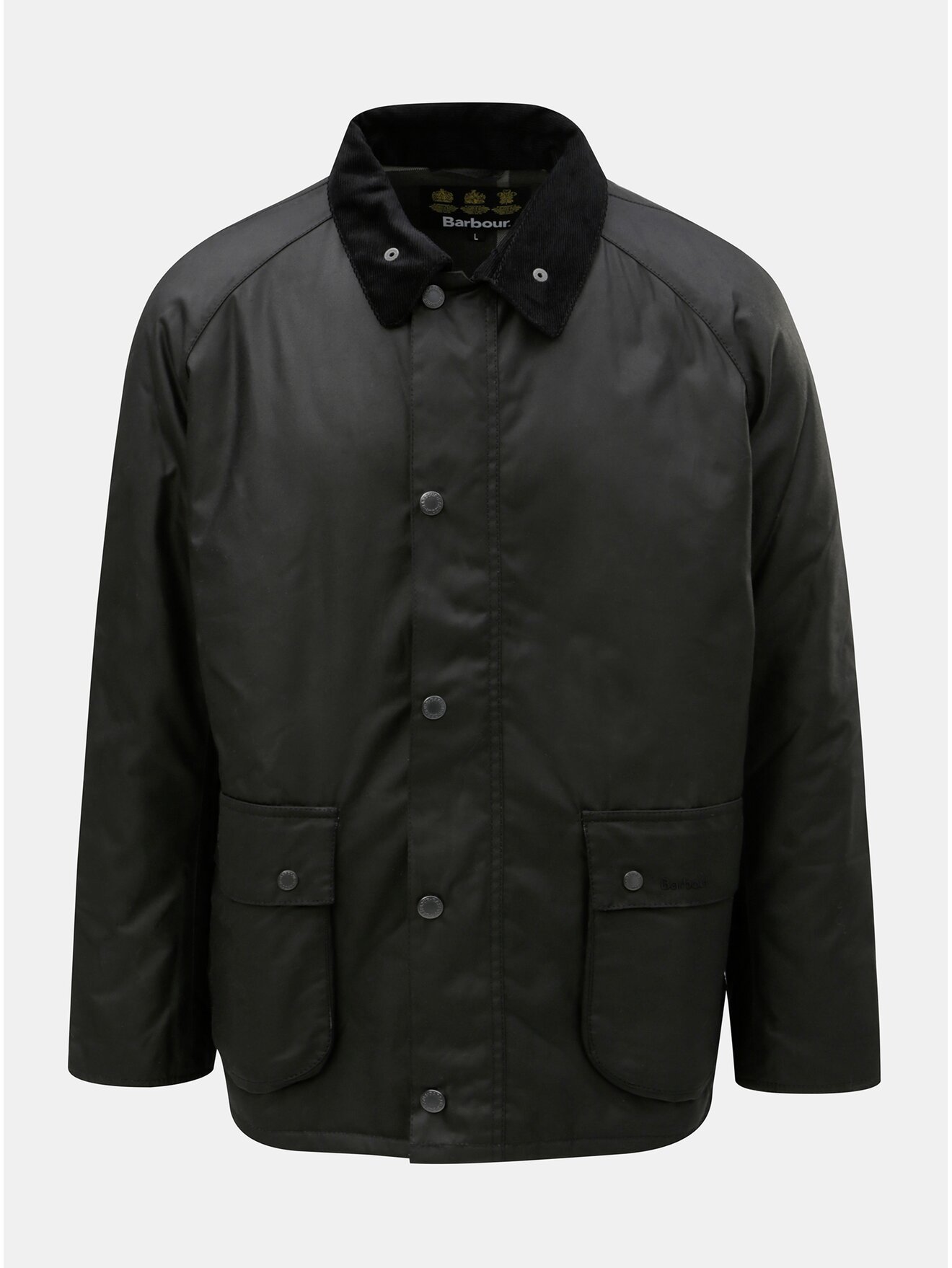 Černá zimní bunda s manšestrovými detaily Barbour Strathyre Wax