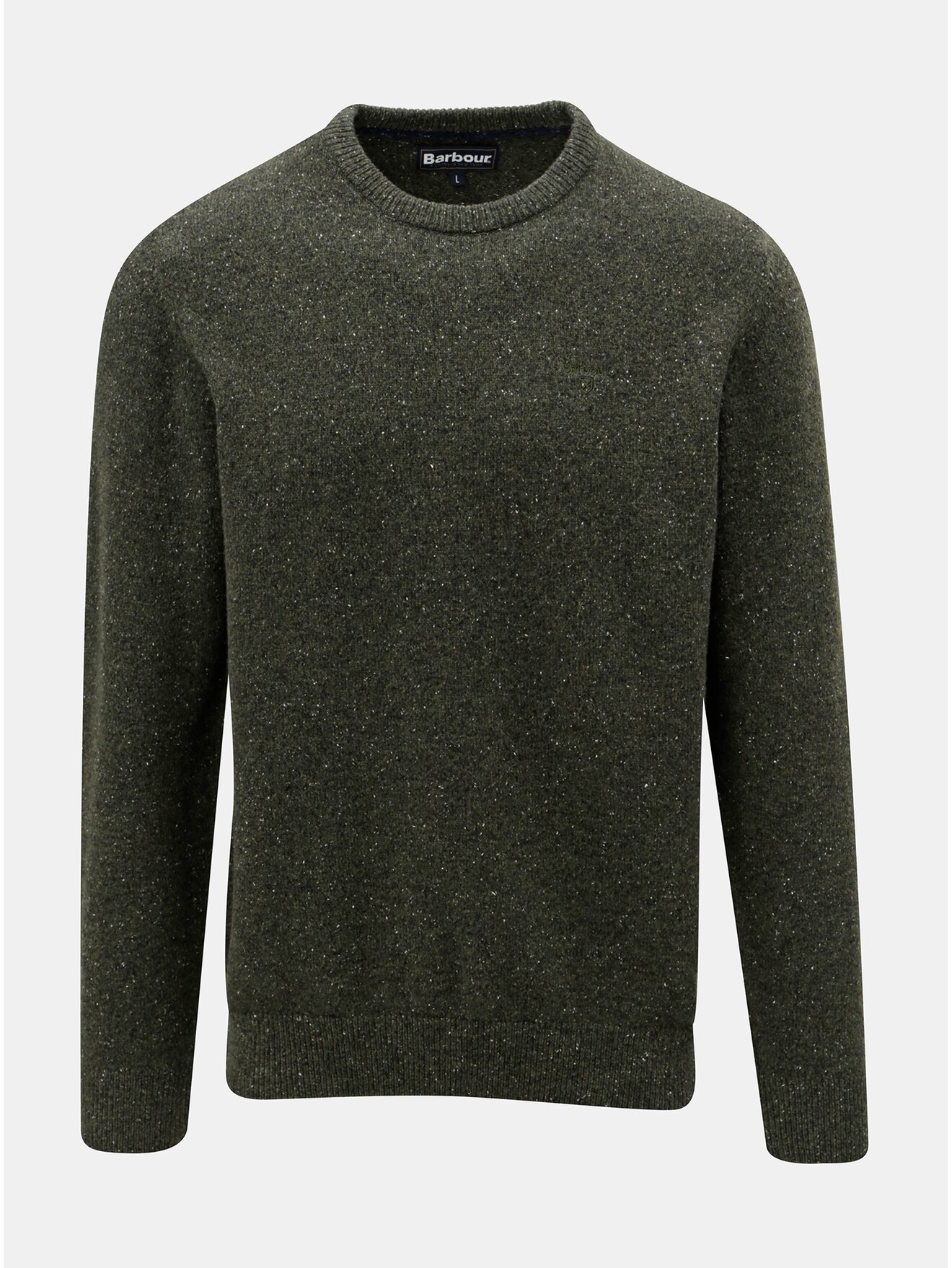 Tmavě zelený žíhaný vlněný svetr Barbour Tisbury Crew