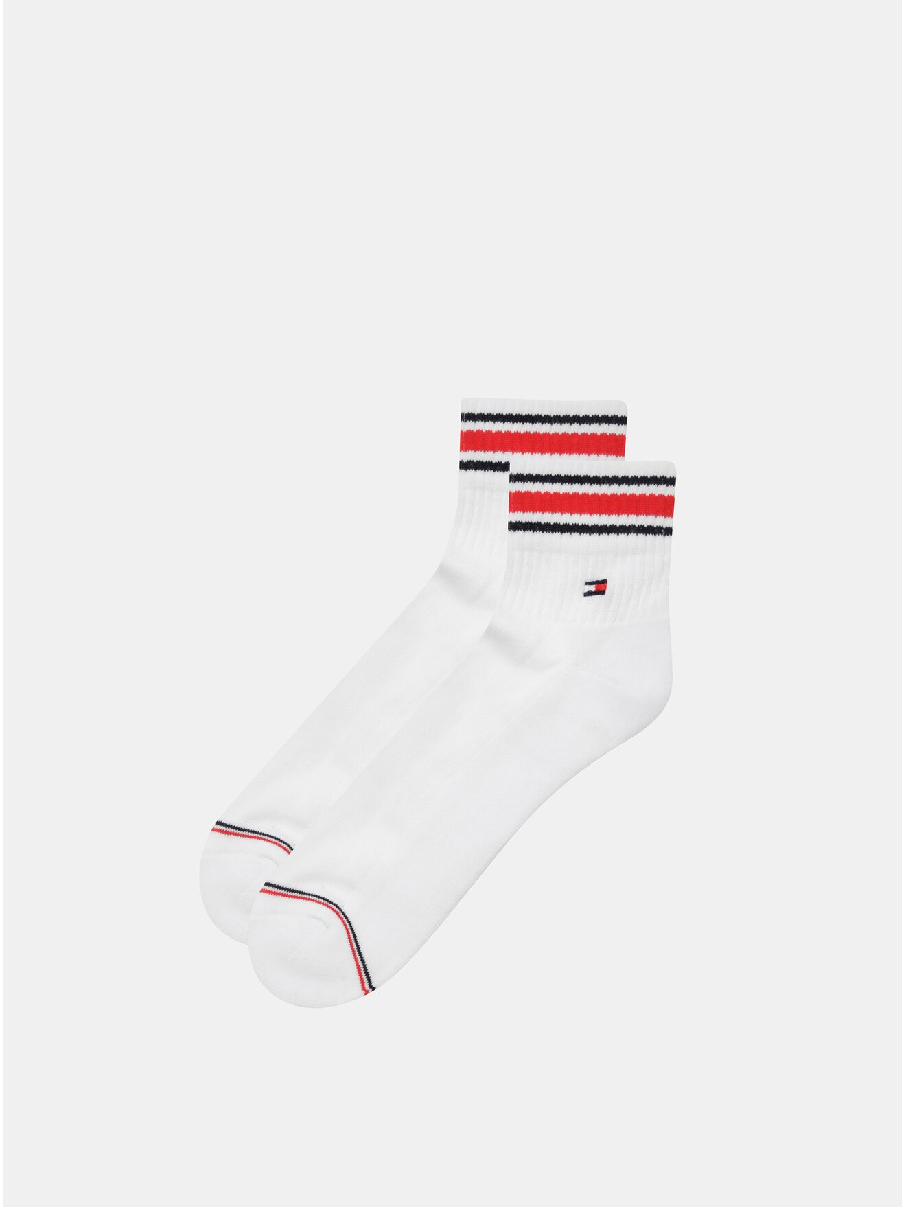 Sada dvou párů pánských kotníkových ponožek v bílé barvě s pruhy Tommy Hilfiger