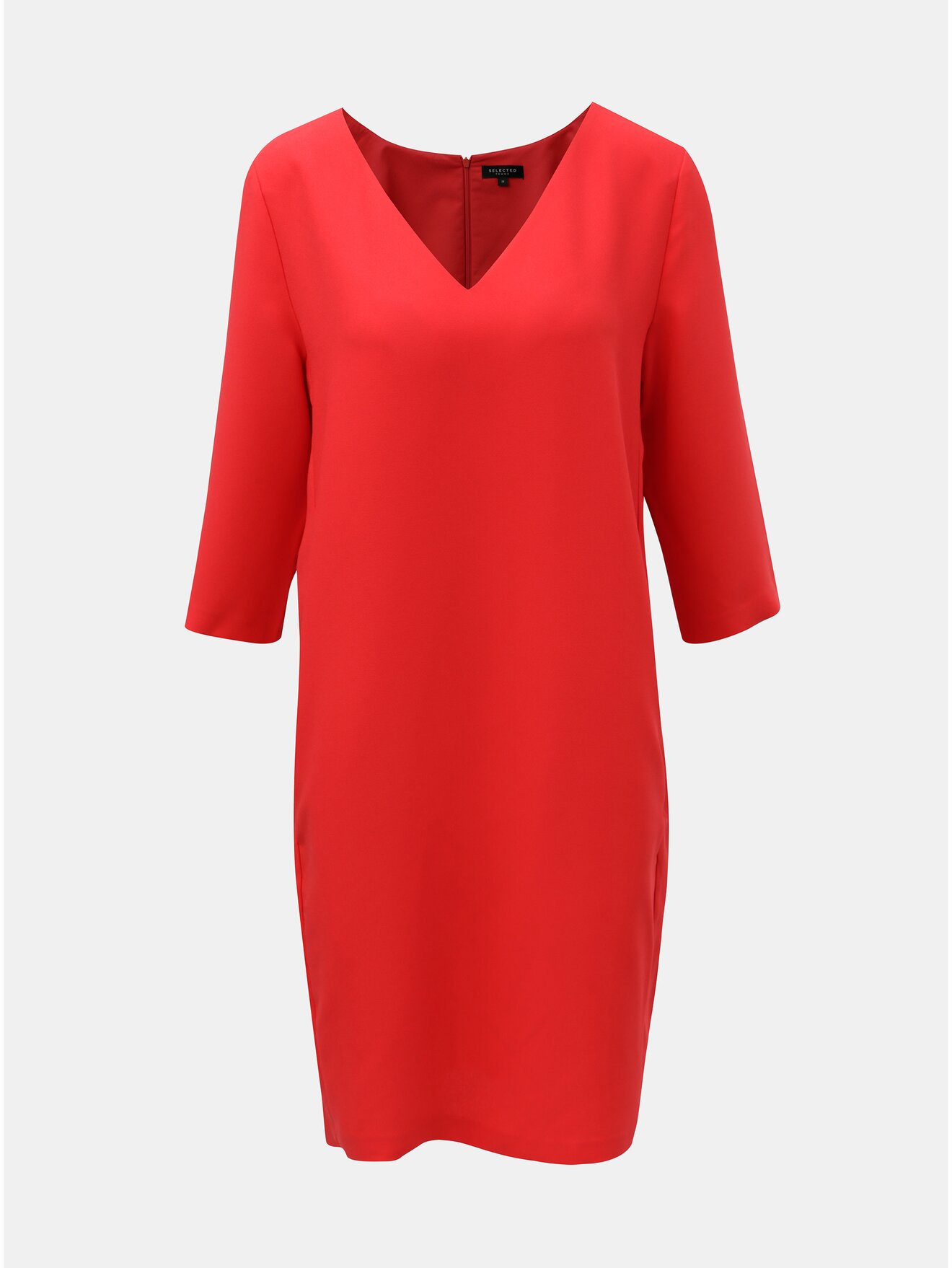 Červené šaty s 3/4 rukávem Selected Femme Tunni