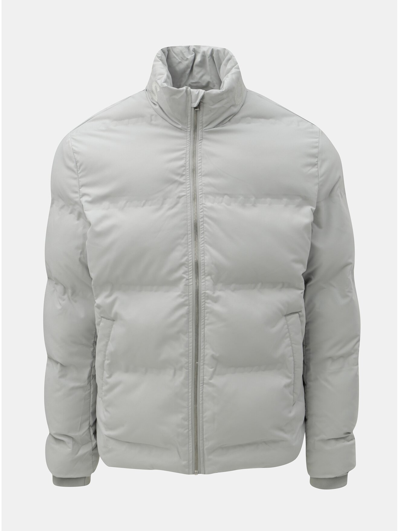 Světle šedá prošívaná voděodolná zimní bunda Jack & Jones Rumple