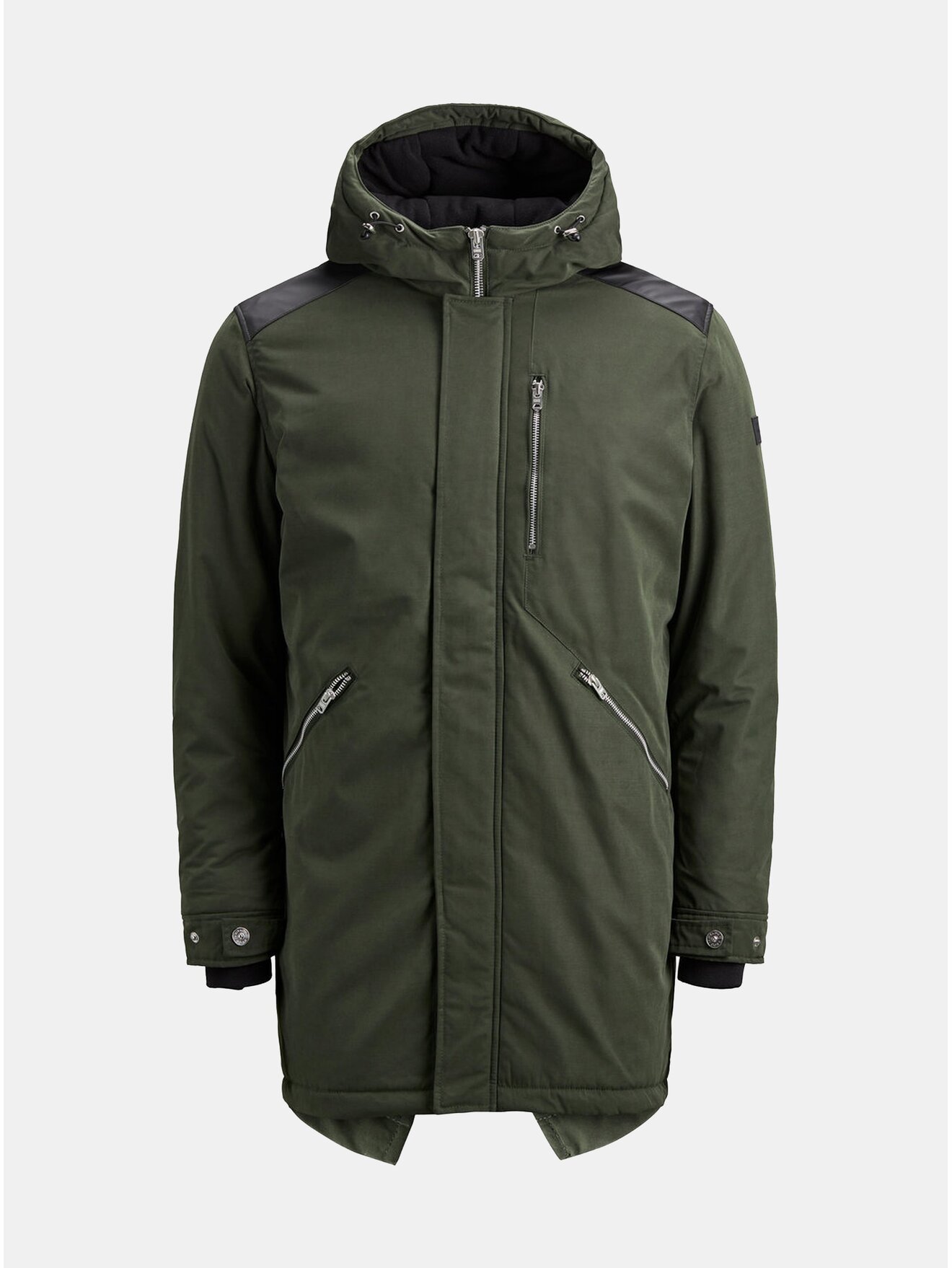 Khaki zimní parka s kapucí Jack & Jones Figures