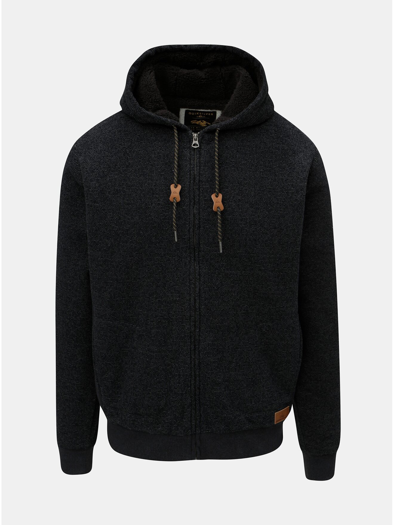 Tmavě šedá pánská pruhovaná mikina se zateplenou podšívkou Quiksilver Keller Sherpa