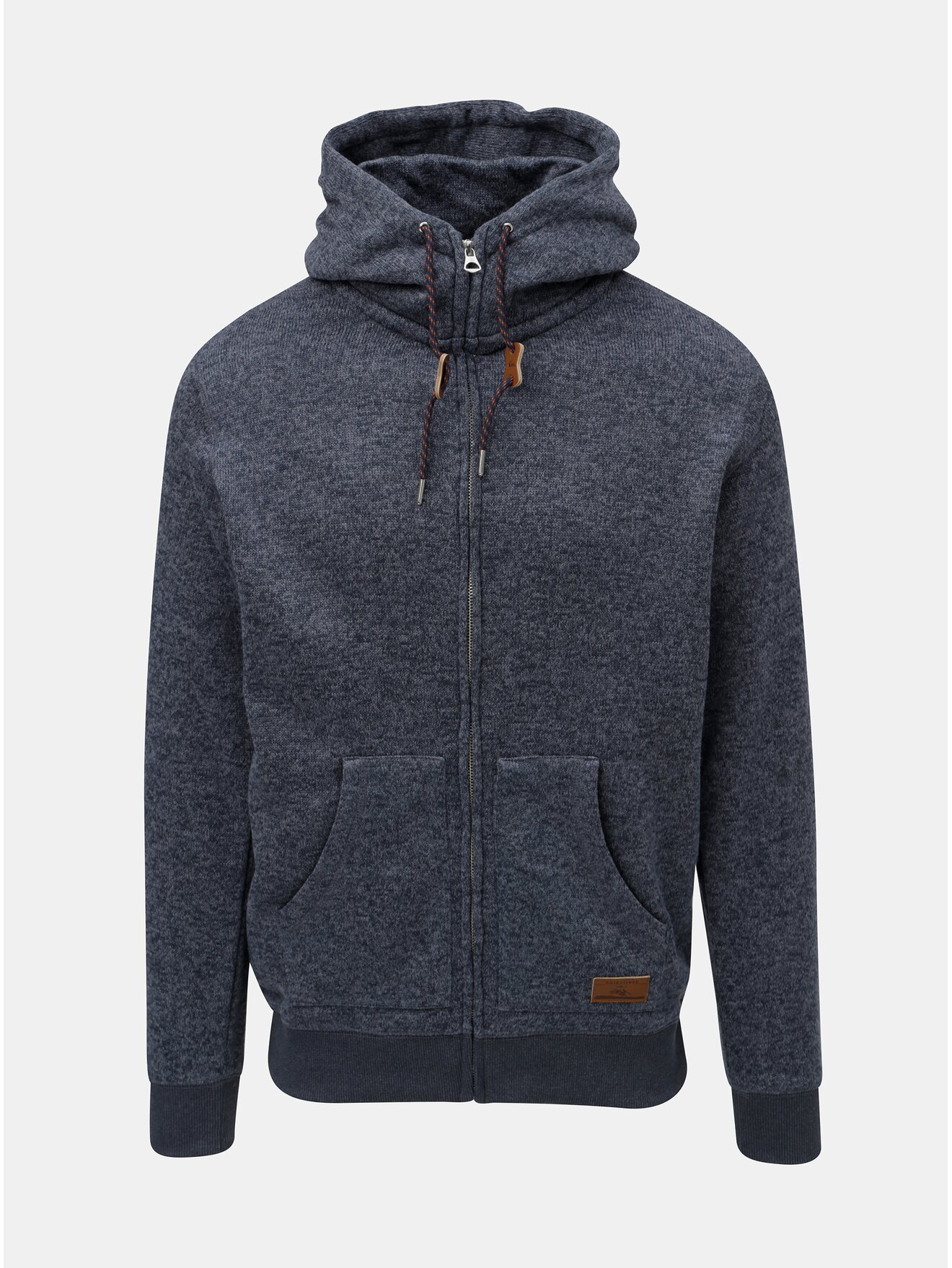 Modrý pánský žíhaný svetr s kapucí na zip Quiksilver Keller