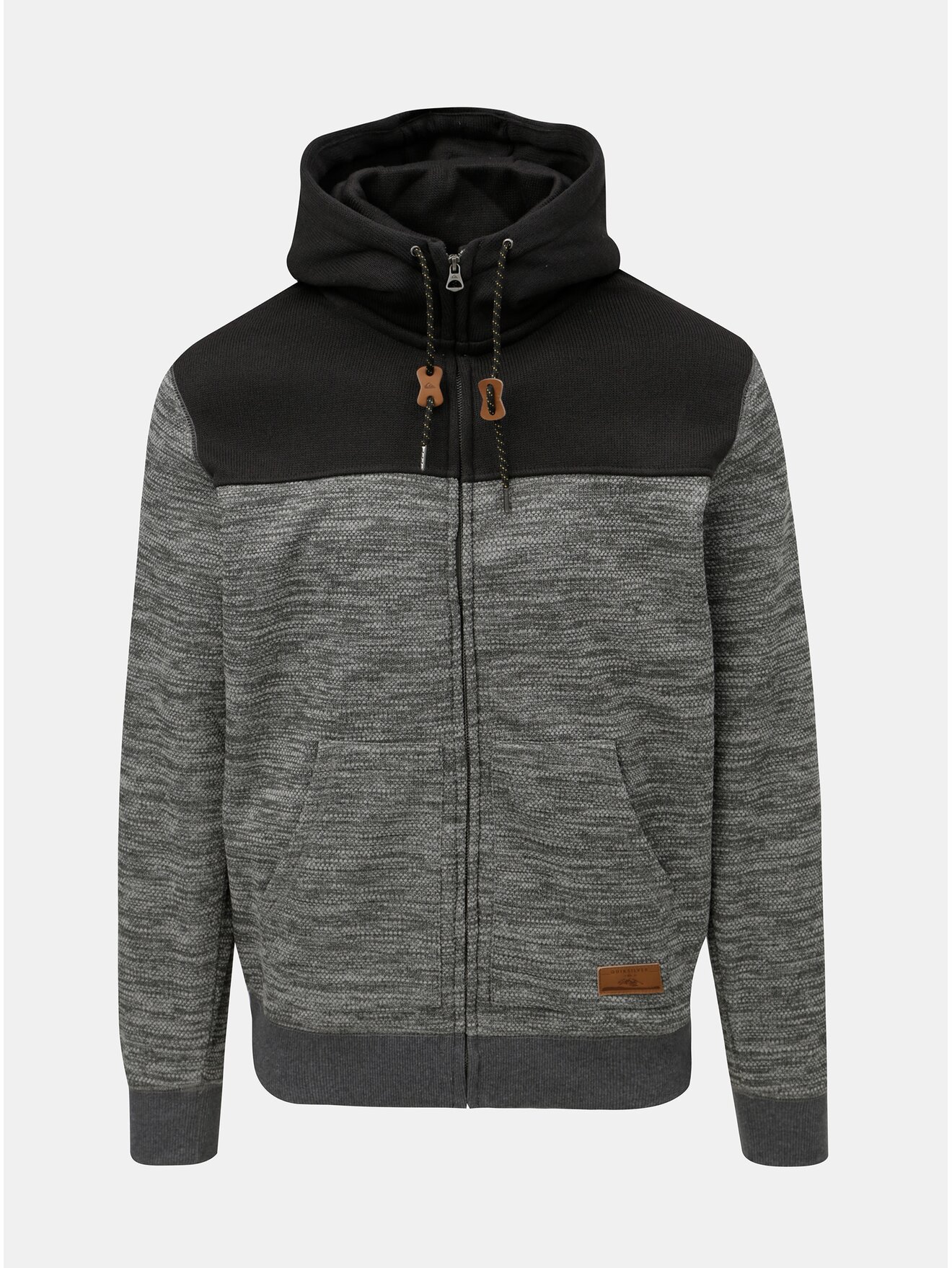 Šedá pánská žíhaná mikina s kapucí Quiksilver Keller