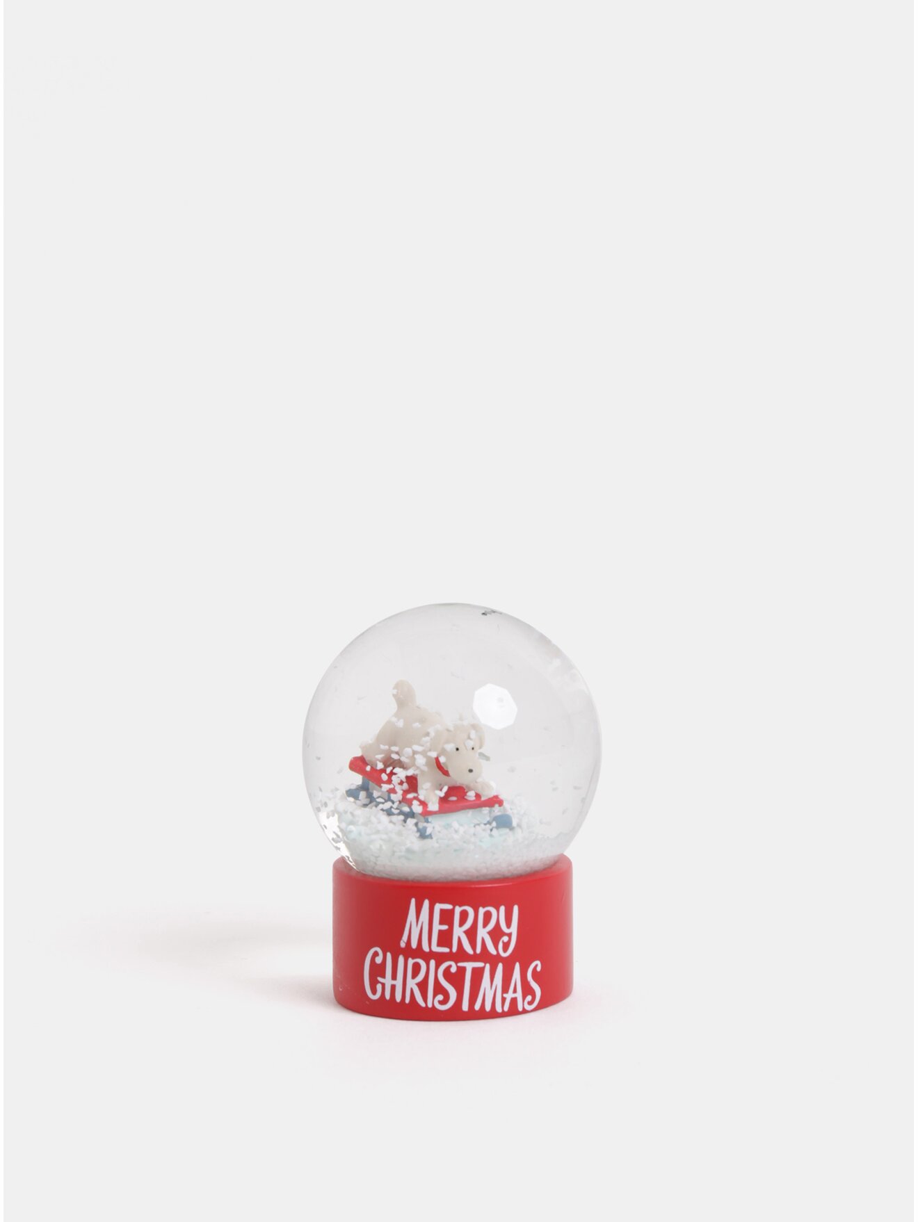 Červené vánoční sněžítko s motivem pejska Cath Kidston