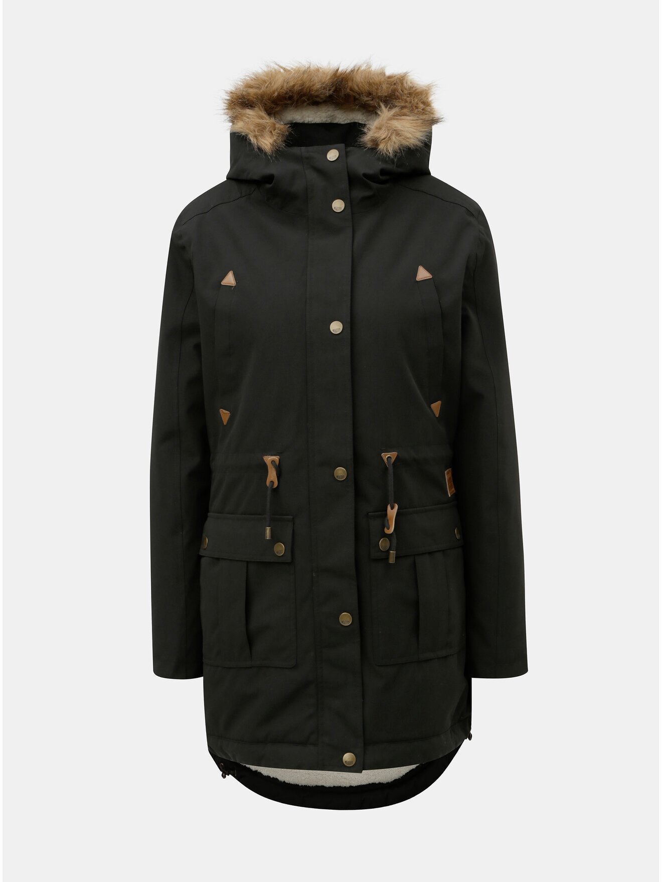 Černá dámská zimní parka s vnitřním umělým kožíškem Meatfly Rainy
