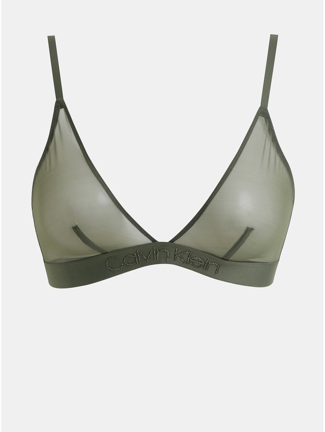 Khaki průsvitná podprsenka Calvin Klein Underwear
