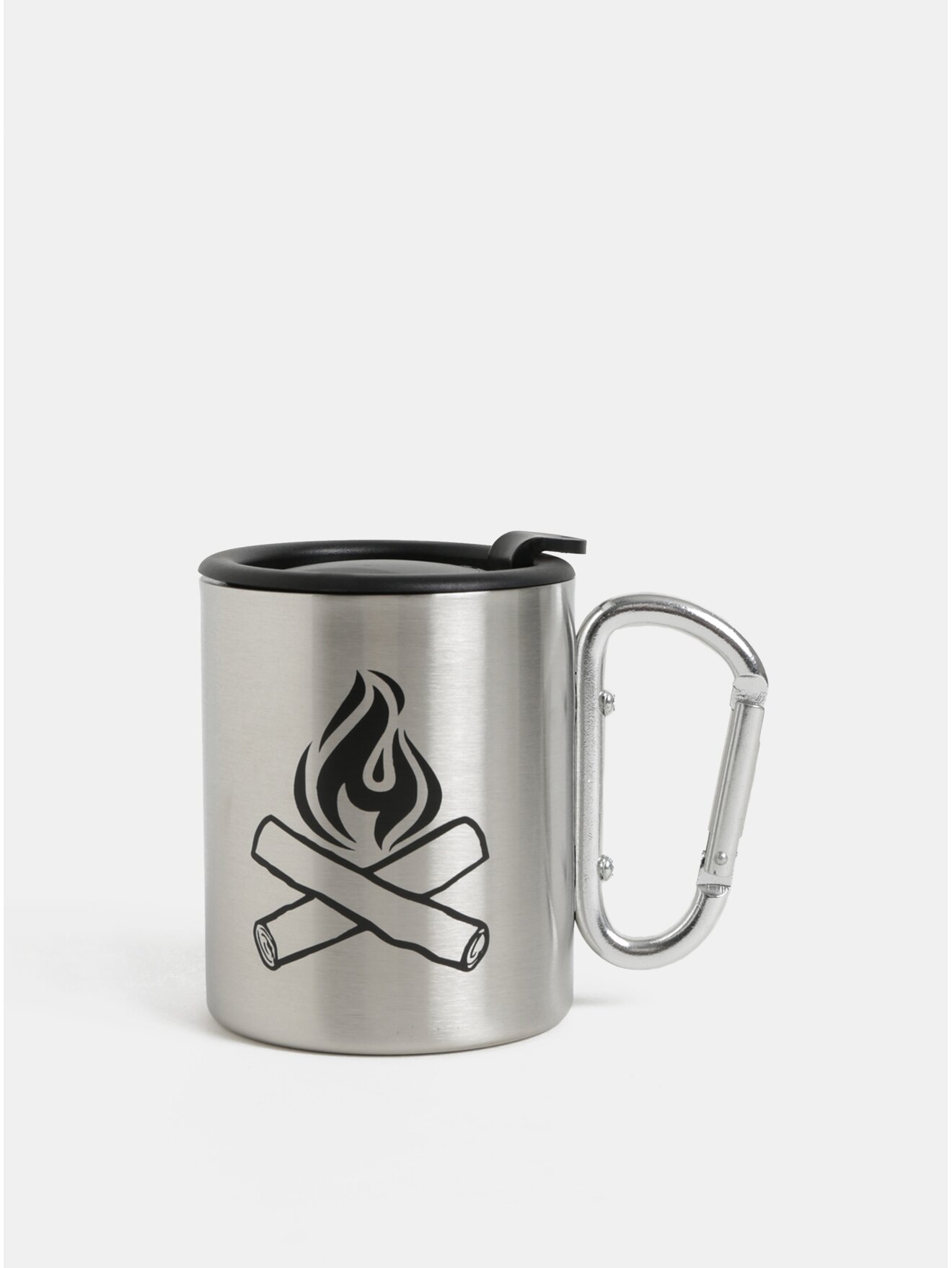 Nerezový cestovní hrnek s karabinou Iron & Glory by Luckies Happy Camper