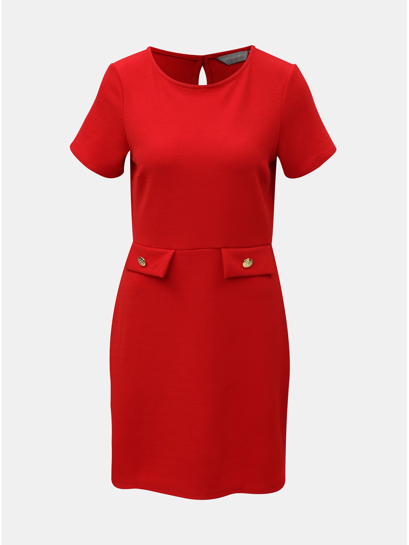 Červené šaty s detaily ve zlaté barvě Dorothy Perkins Petite