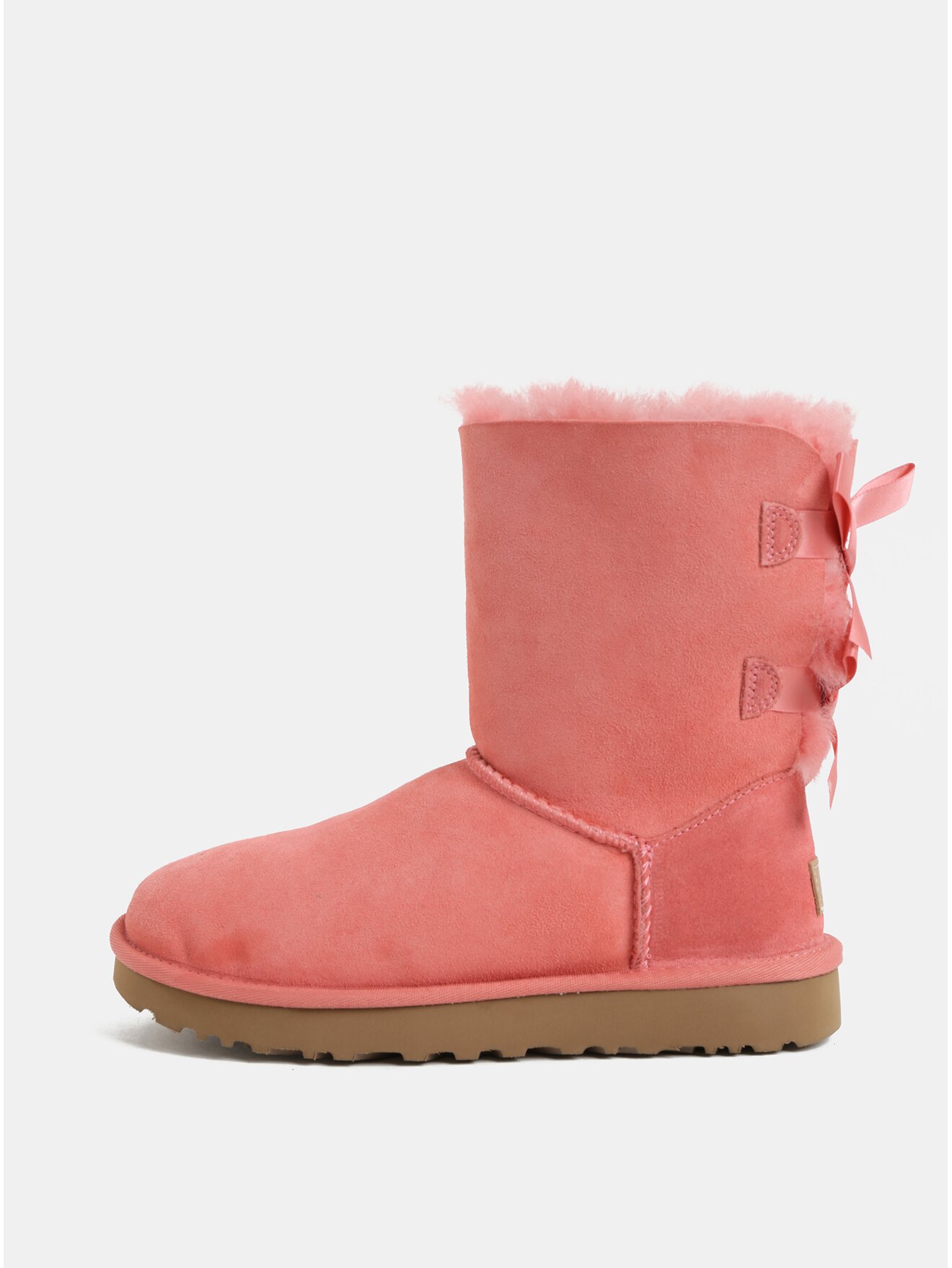 Růžové semišové zimní boty s vnitřním kožíškěm UGG Bailey Bow