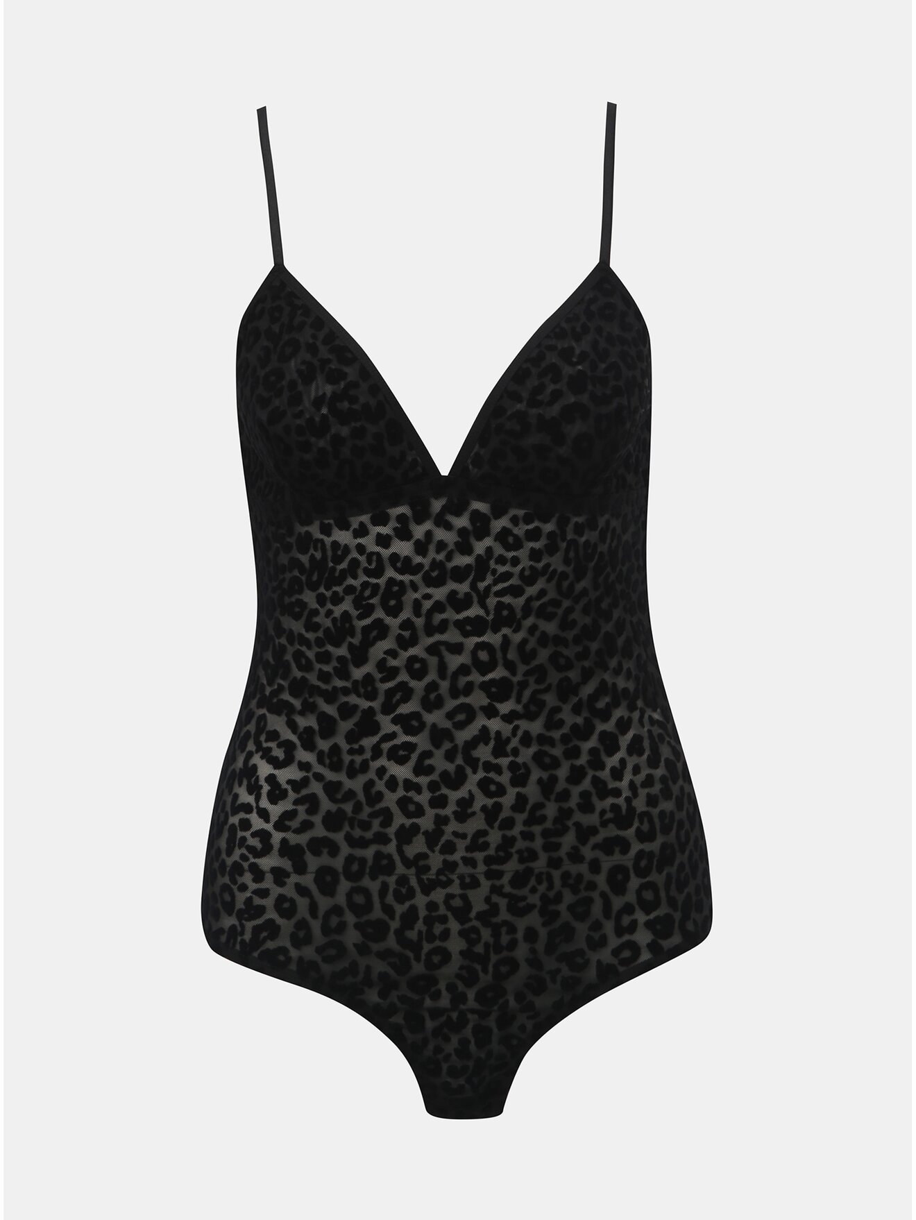 Černé průsvitné body s leopardím vzorem ONLY Pauline