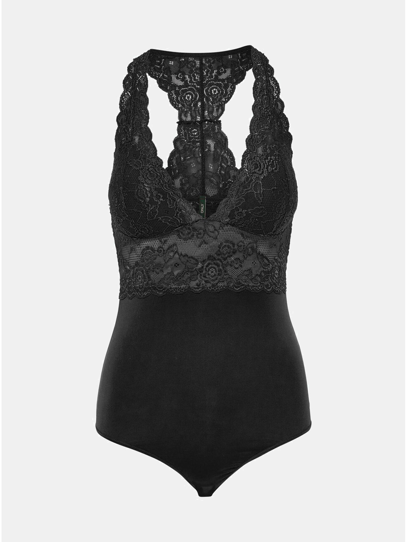 Černé krajkové body s vykrojenými zády ONLY Chloe