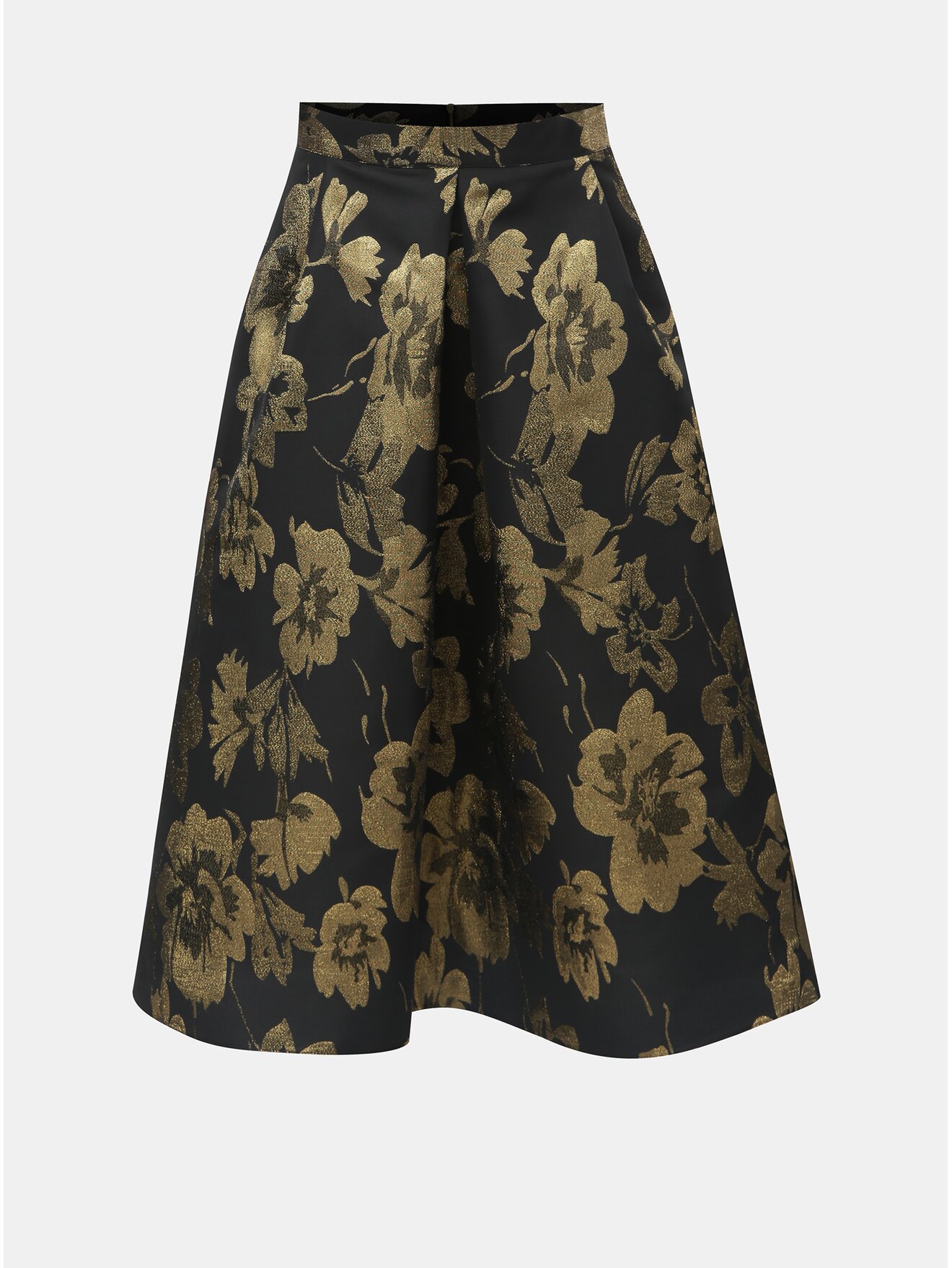 Zlato-černá květovaná midi sukně Dorothy Perkins