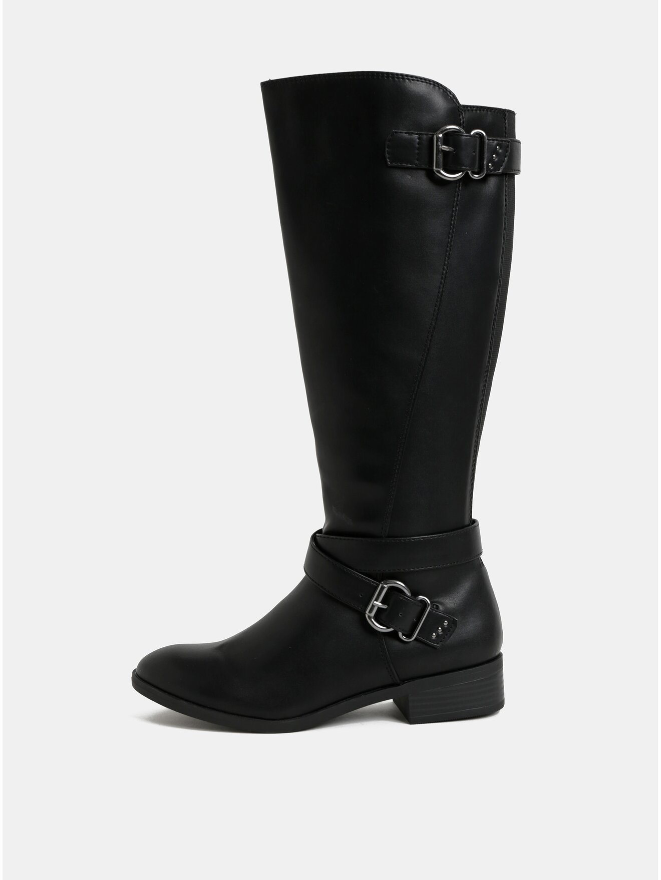 Černé kozačky s přezkami ve stříbrné barvě Dorothy Perkins