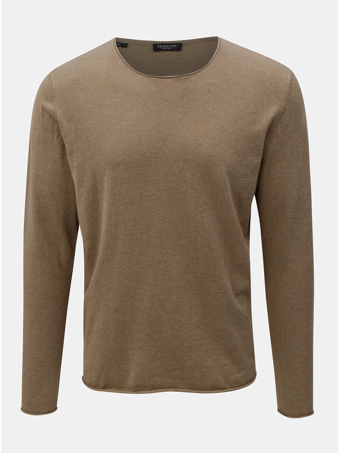 Světle hnědý lehký basic svetr Selected Homme Dome