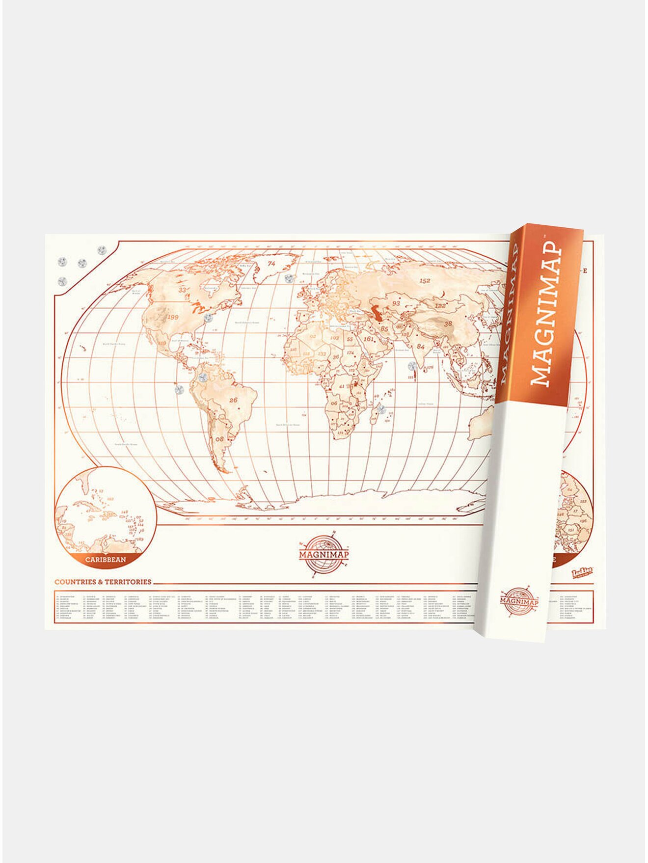 Růžovo-bílá magnetická mapa Luckies Magnimap