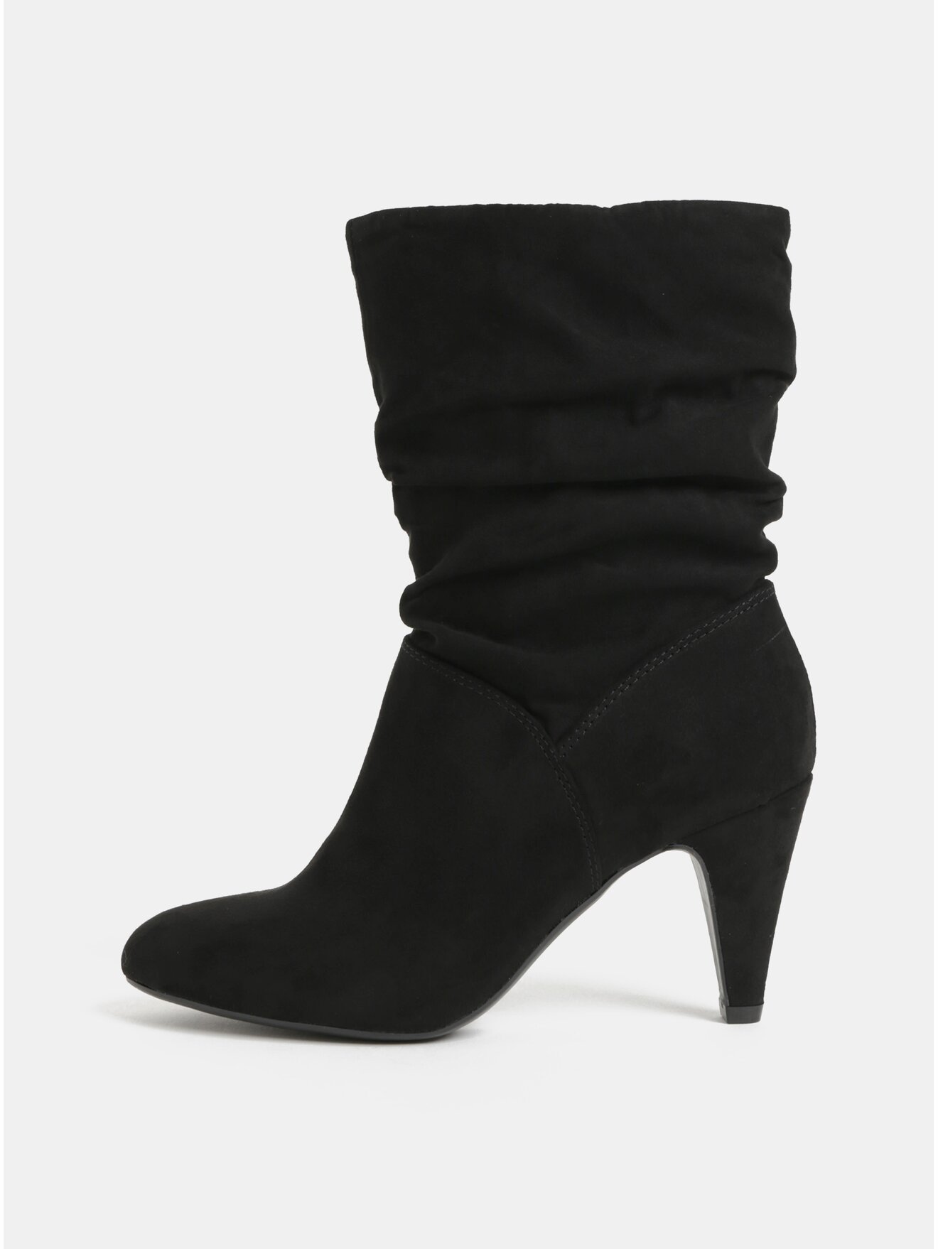 Černé nízké kozačky v semišové úpravě na podpatku Dorothy Perkins