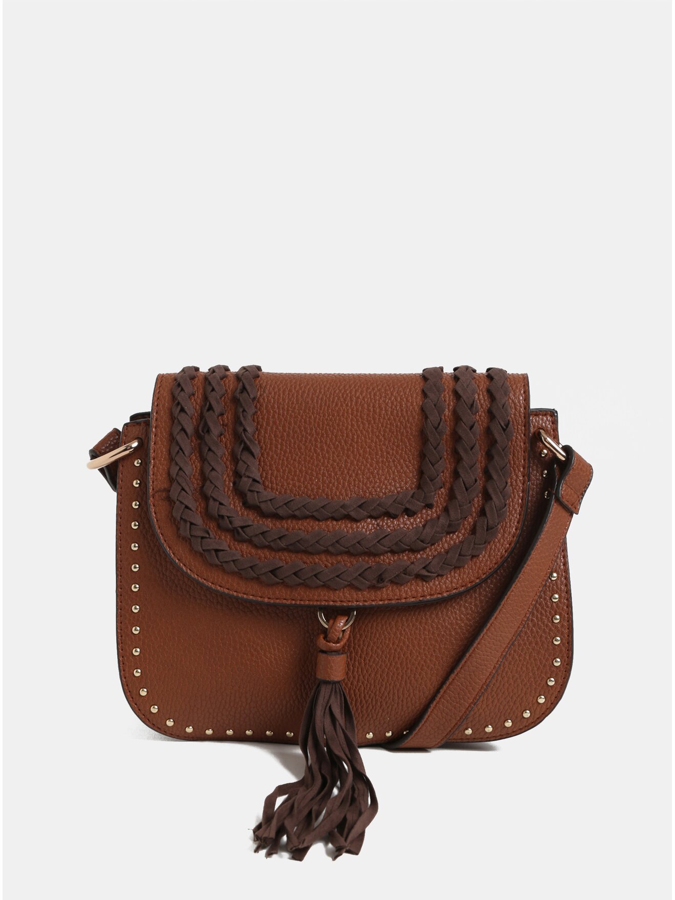Hnědá crossbody kabelka s třásněmi Dorothy Perkins