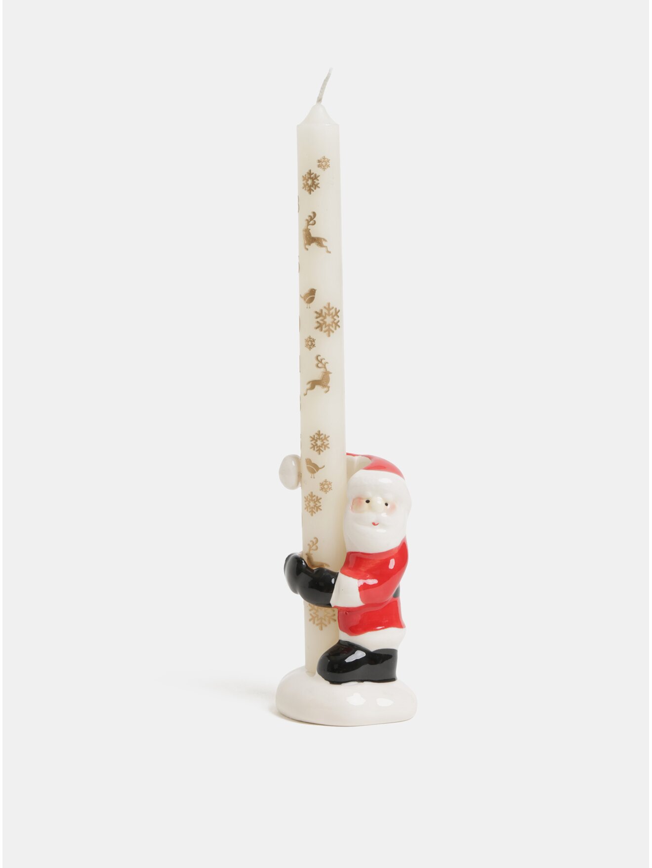 Bílá adventní svíčka se stojánkem ve tvaru Santa Clause SIFCON