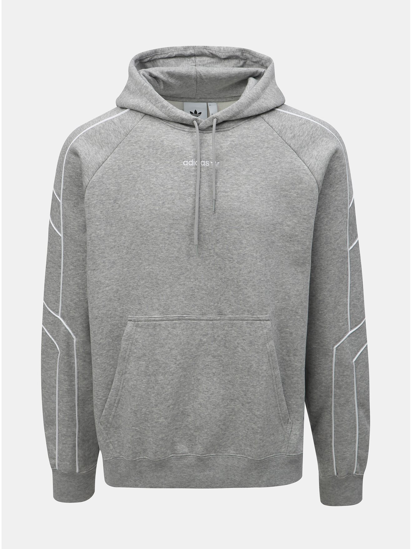 Světle šedá pánská žíhaná prošívaná mikina s výšivkou adidas Originals