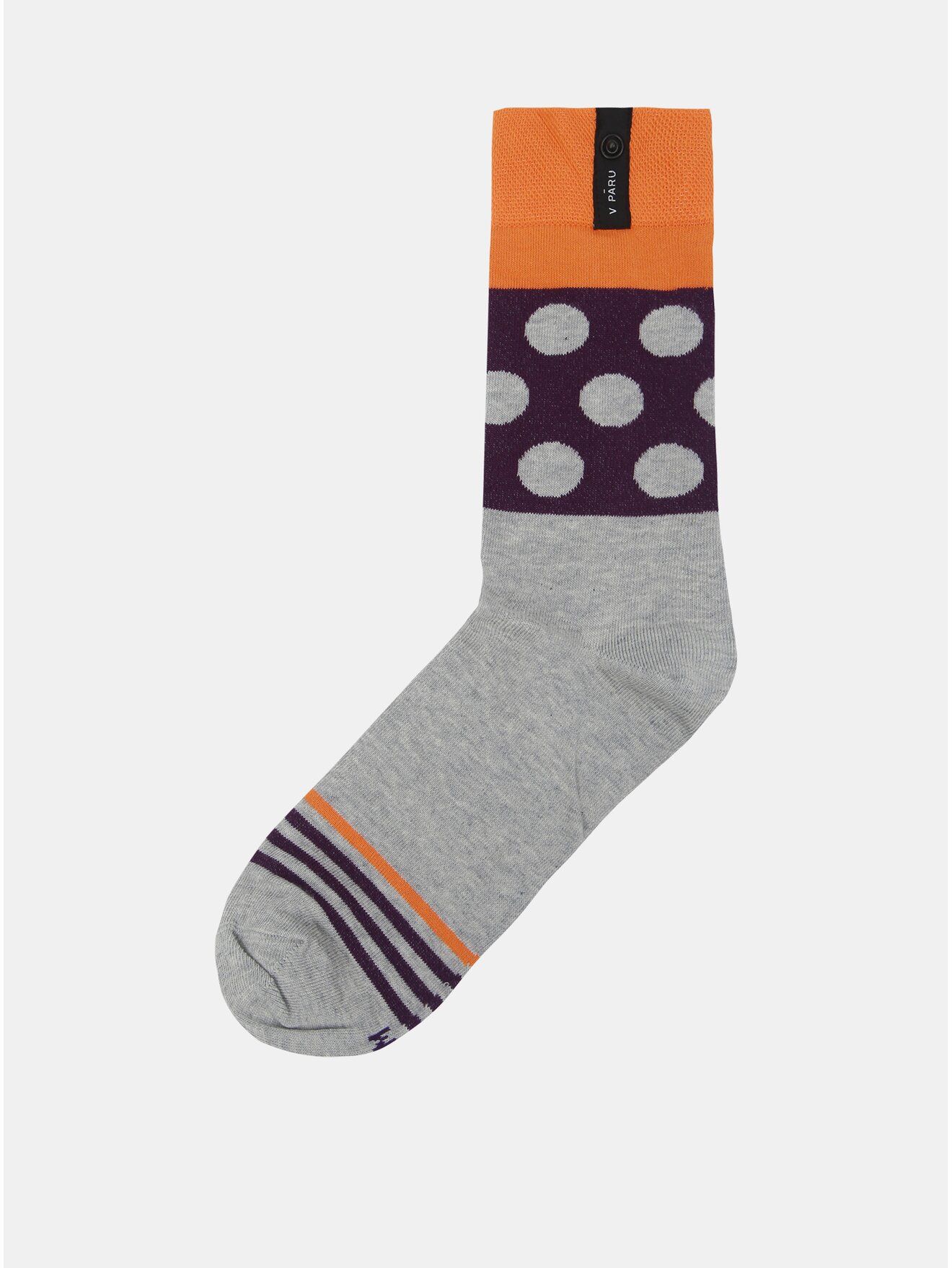 Oranžovo-šedé vzorované unisex ponožky V páru