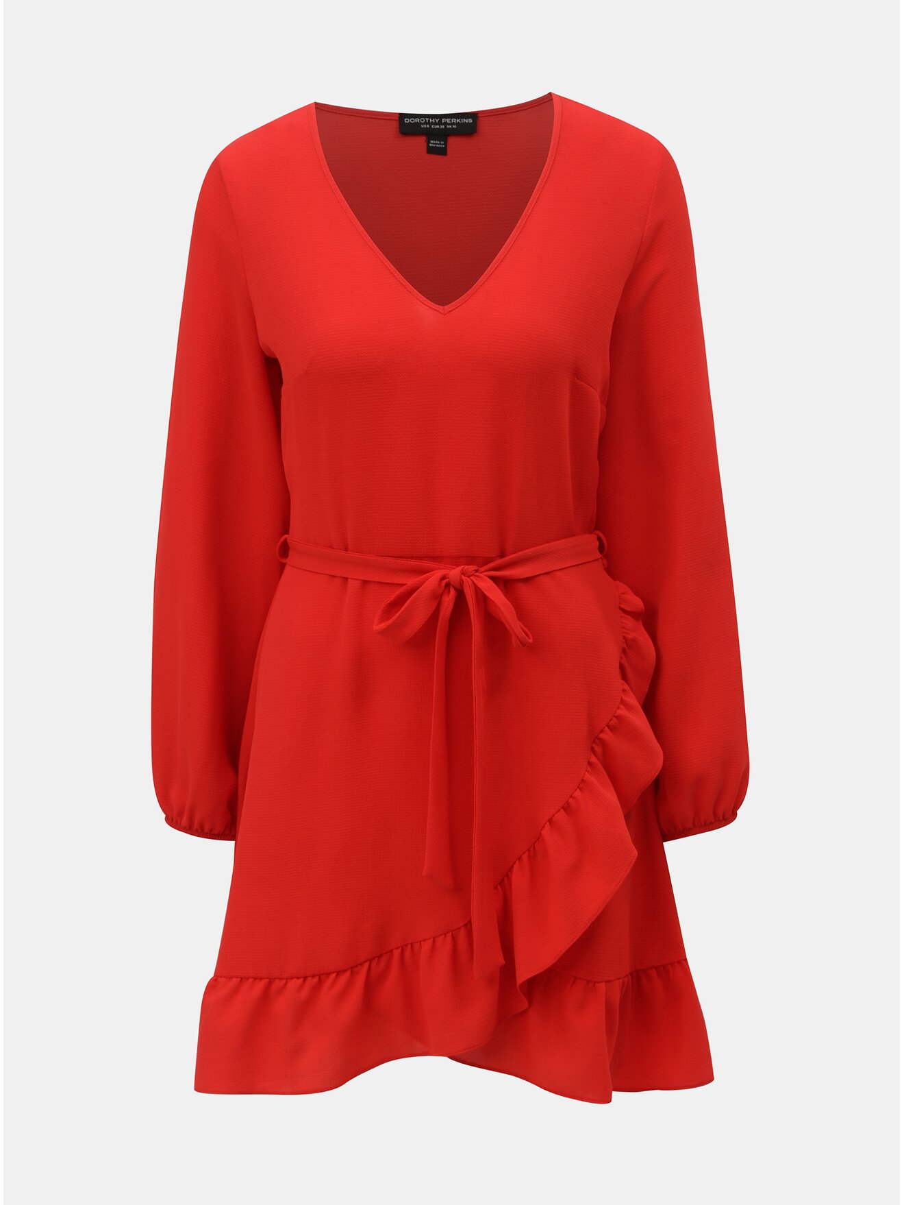Červené šaty s volánem Dorothy Perkins