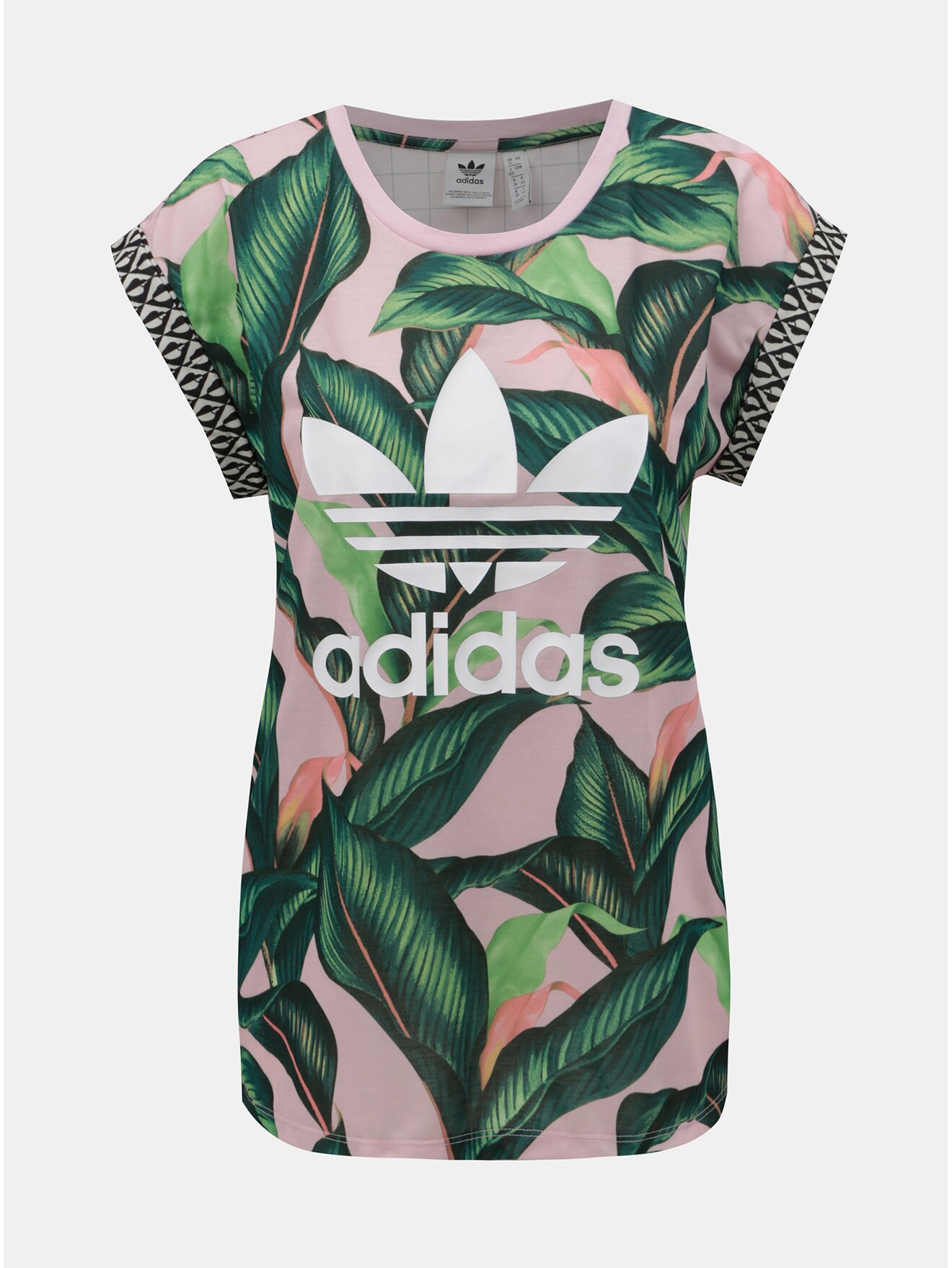 Růžovo-zelené dámské tričko s motivem adidas Originals