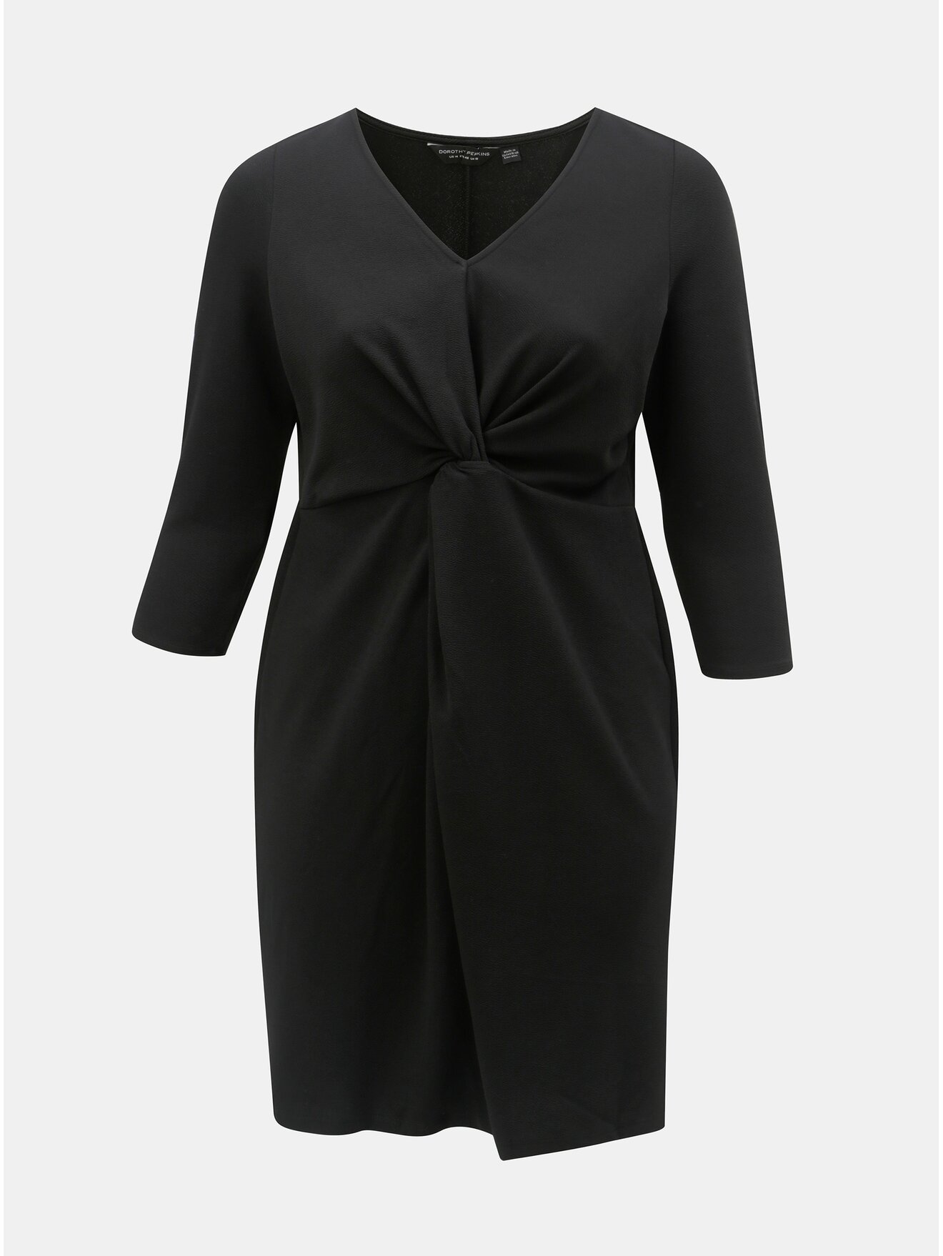 Černé šaty s řasením na břiše Dorothy Perkins Curve