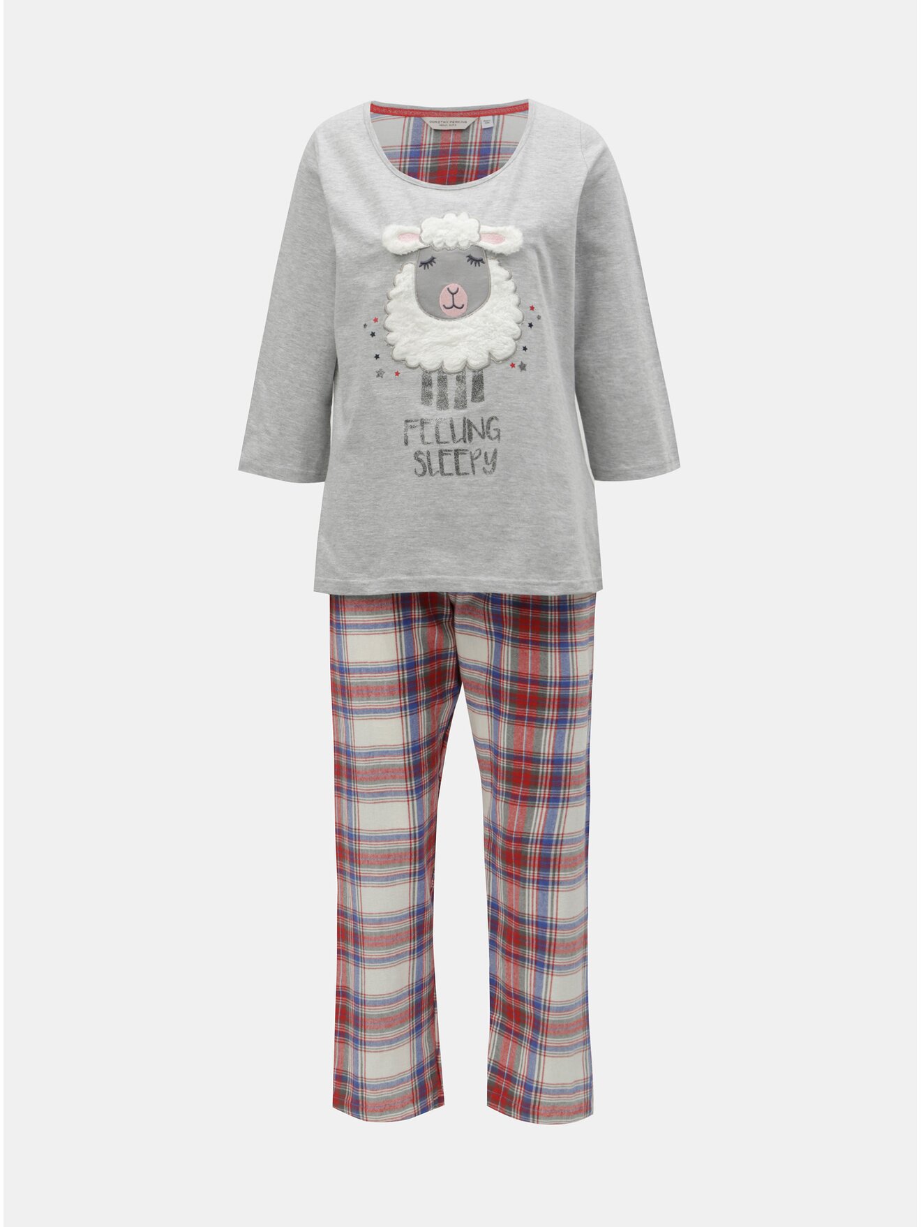 Červeno-šedé pyžamo s motivem ovce Dorothy Perkins